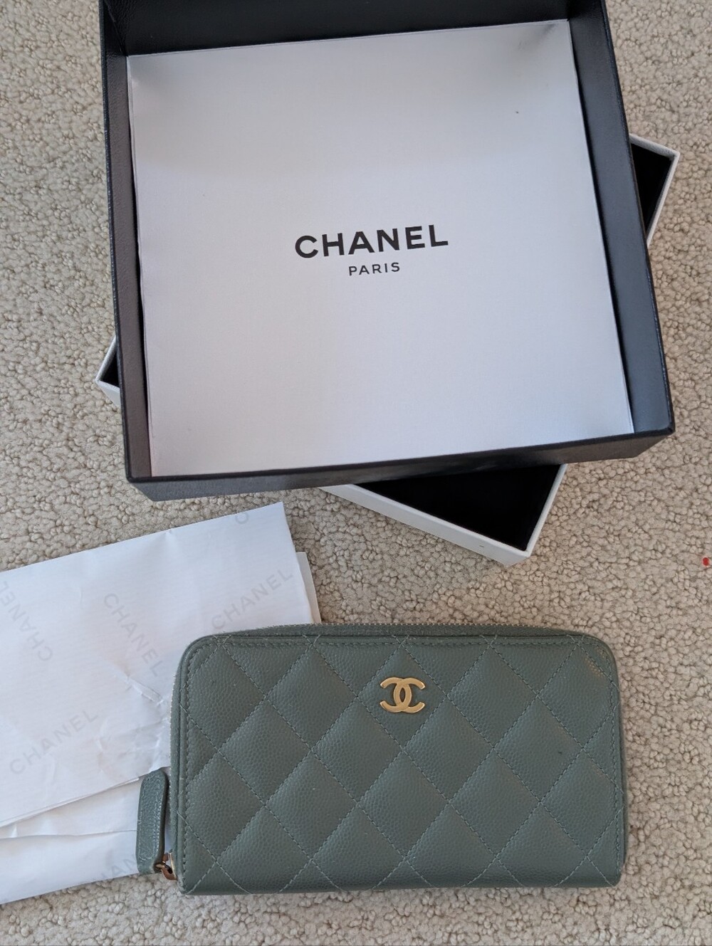 Chanel Quilted Caviar Zip Wallet